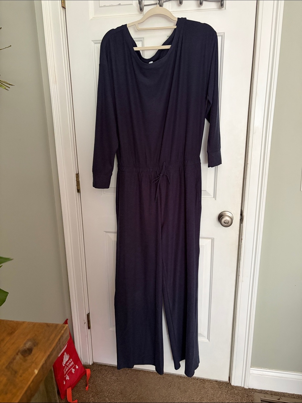 Fabletics Black Long-Sleeve Drawstring Jumpsuit